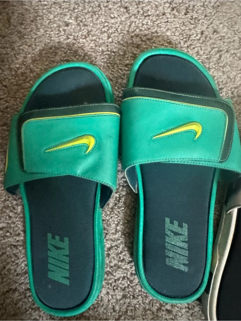 Nike mens Green and Yellow Slide Sandals